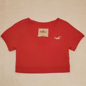 Hollister M Vintage Y2K Hot Pink Beach Fleece Cropped Short Sleeve Sweatshirt